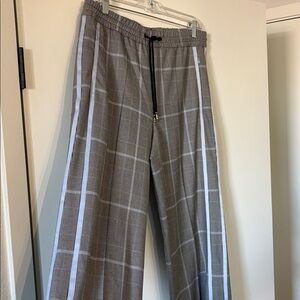 ME+EM Gray Plaid Boot-Cut Trousers with White Windowpane